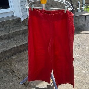Canary red linen cropped pants-EILEEN FISHER